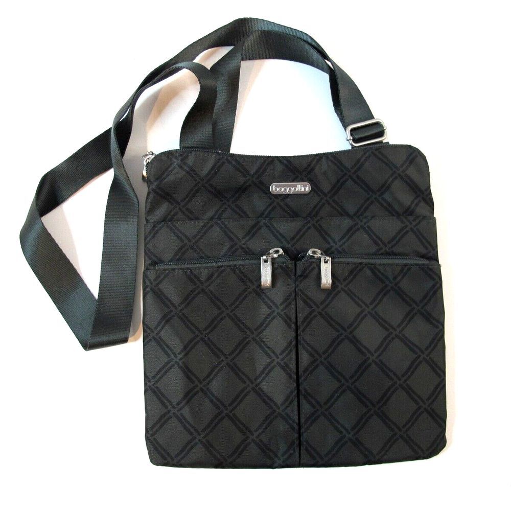 Baggallina Black‎ Crossbody Dual Strap Handbag Purse